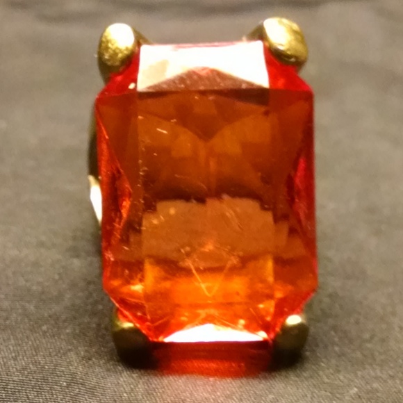 Elegant Orange Solitaire Large Stone
